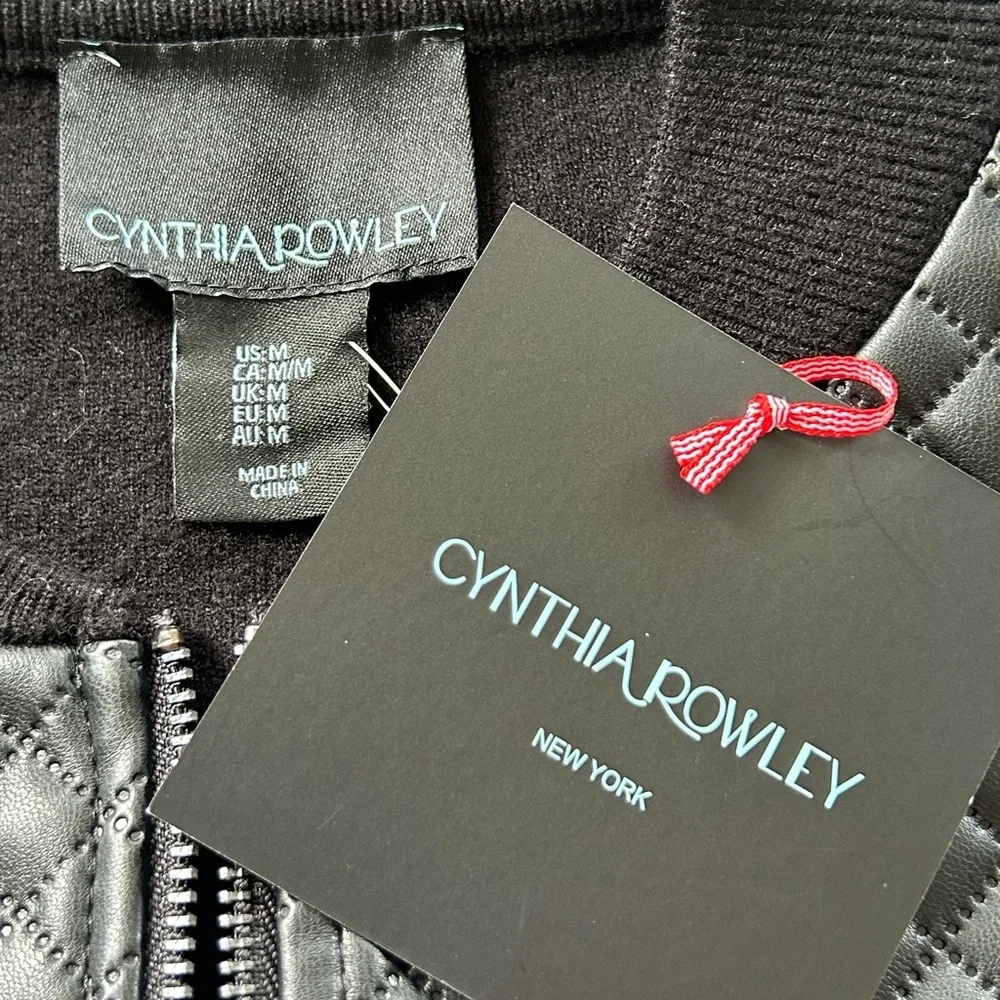 Cynthia Rowley MED Faux Leather front blazer NWT